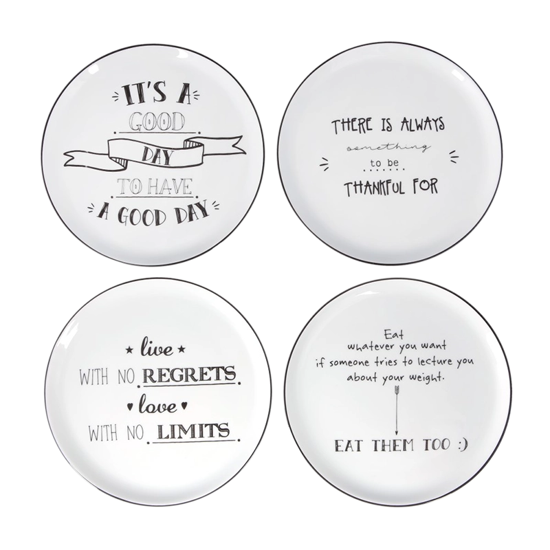 Be Happy 4 Piece Cake Plate Set (Designs 1-4)