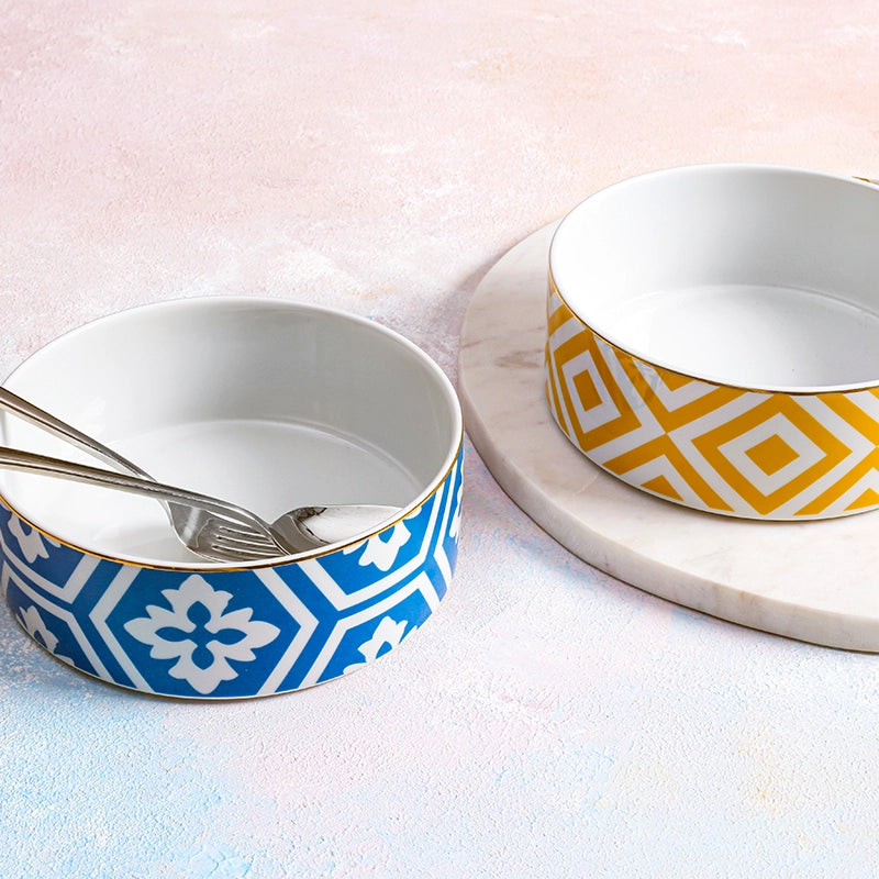 Morocco 2 Piece Bowl Set (Blue & Yellow)