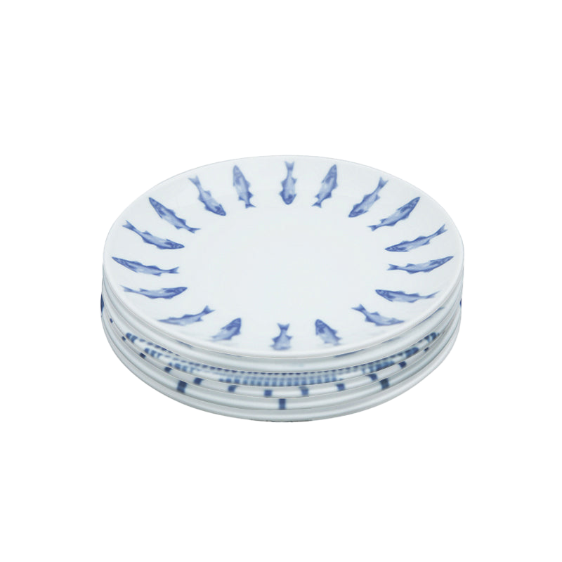 Marine Blue 6 Piece Cake Plate Set