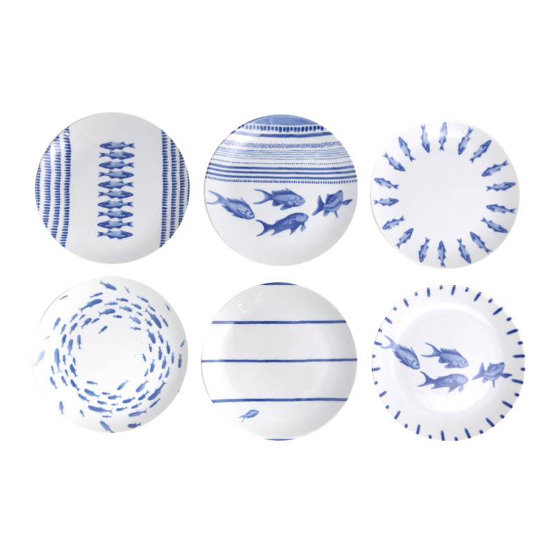 Marine Blue 6 Piece Cake Plate Set