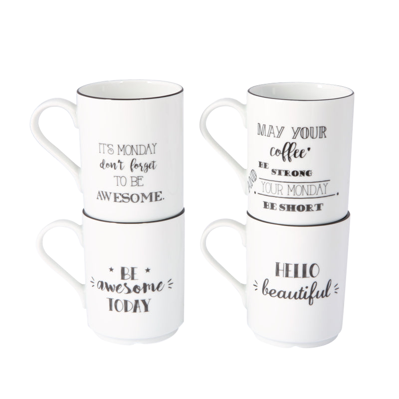 Be Happy 4 Piece Mug Set