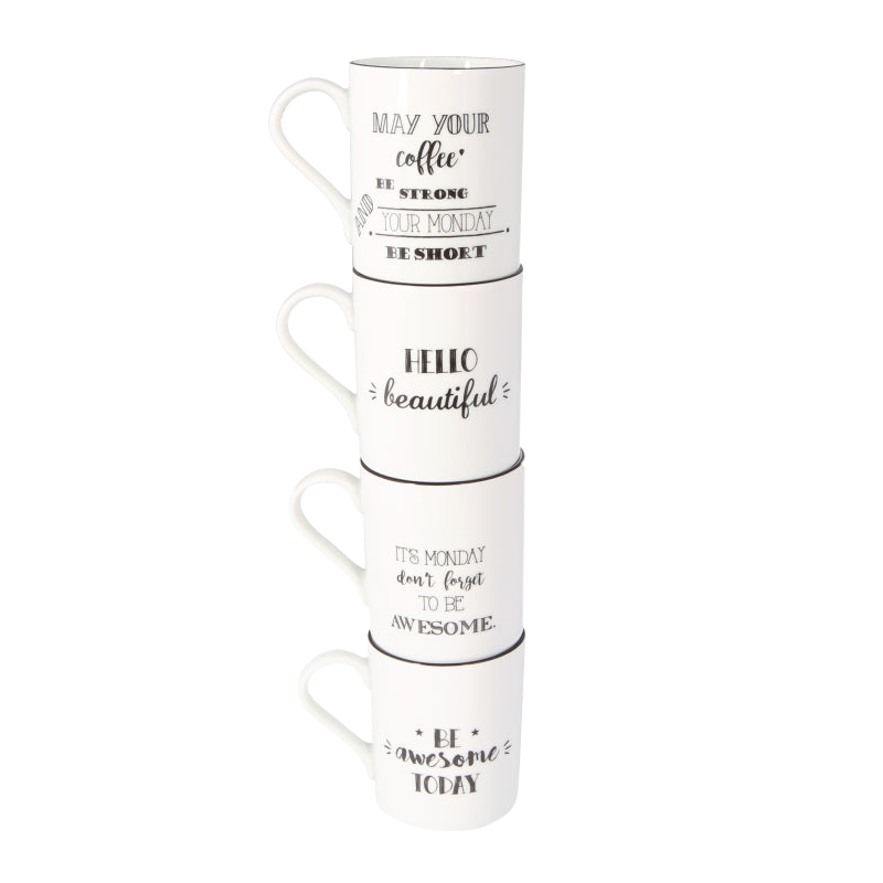 Be Happy 4 Piece Mug Set