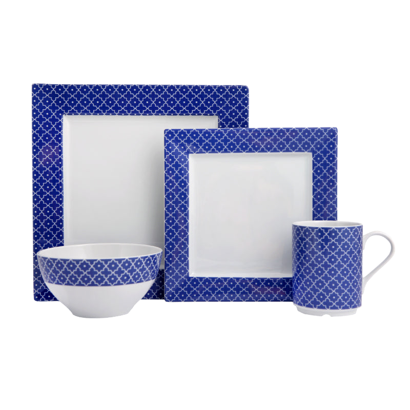 Blue Passion 4 Piece Dinnerware Set w/Mug (Design 1)