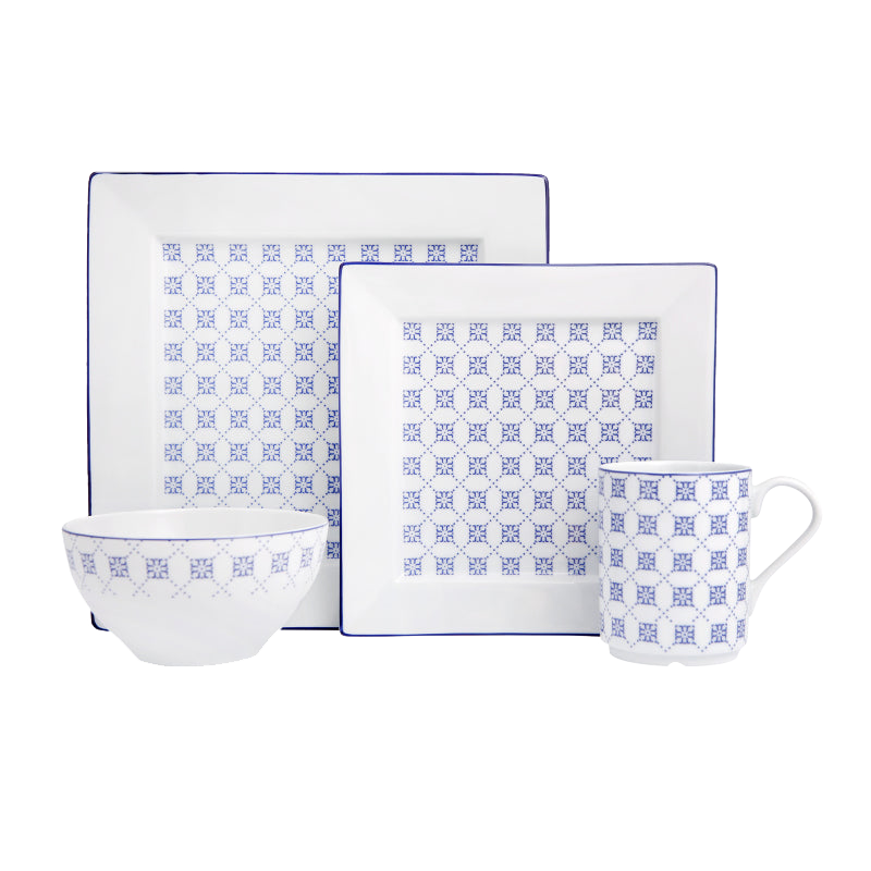 Blue Passion 4 Piece Dinnerware Set w/Mug (Design 2)