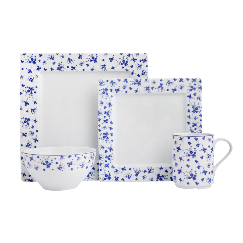 Blue Passion 4 Piece Dinnerware Set w/Mug (Design 3)