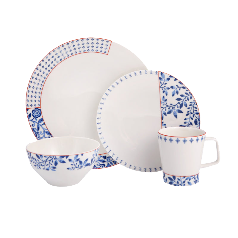 Folksy 4 Piece Dinnerware Set w/Mug