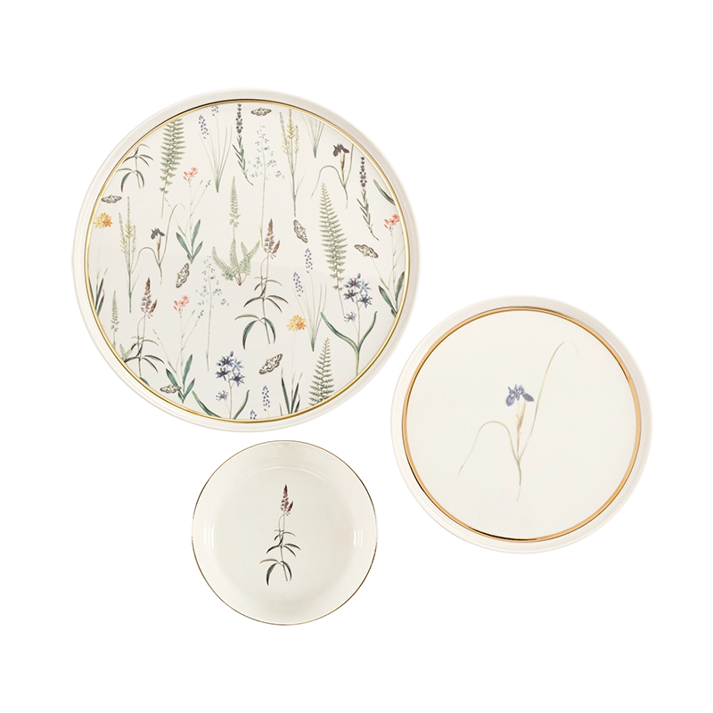 Botanical Collection close up dinner plate, salad plate and bowl