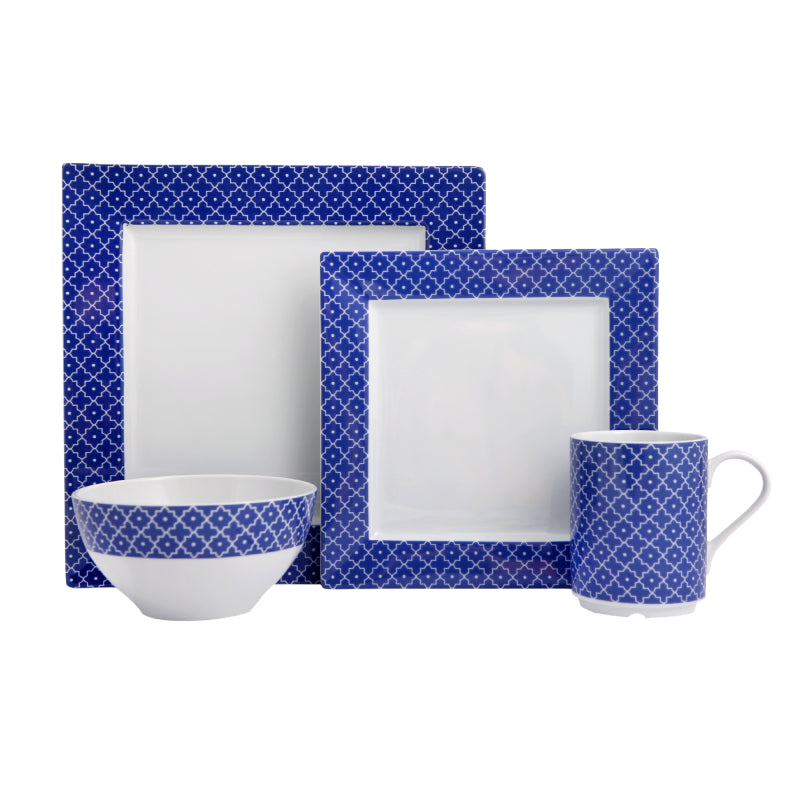 Blue Passion 4 Piece Dinnerware Set (Design 1)